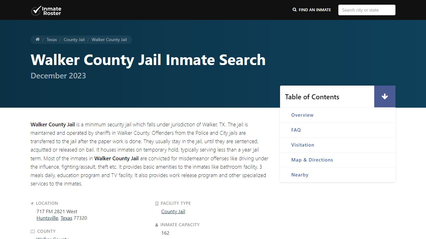 Inmate Search | Walker County Jail - Huntsville, TX