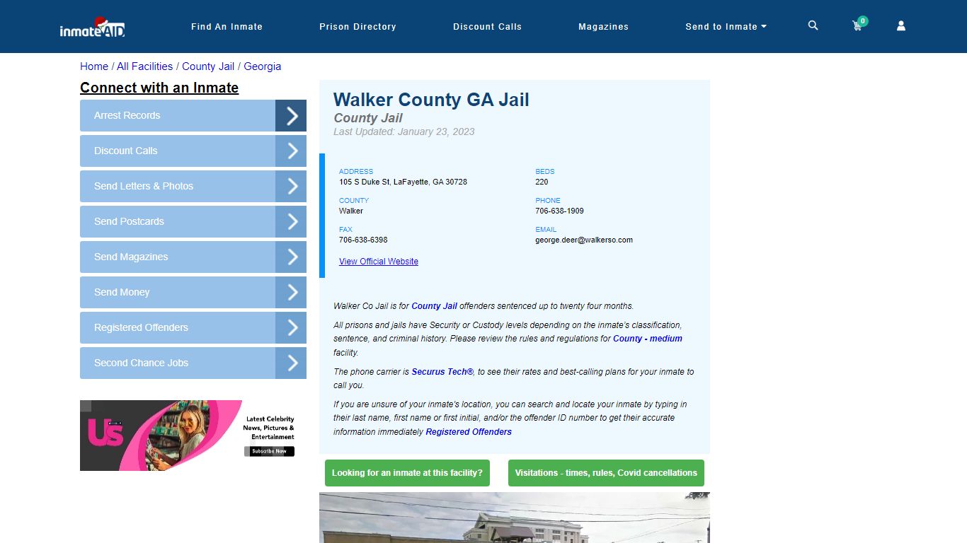 Walker County GA Jail - Inmate Locator - LaFayette, GA